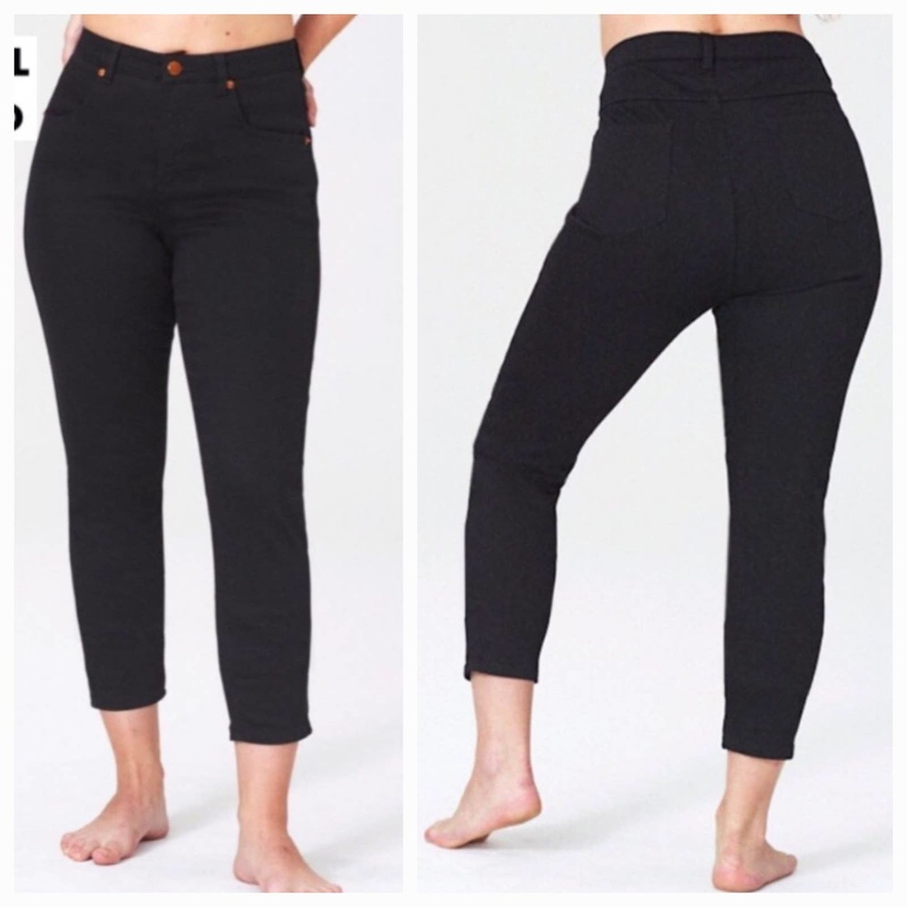 Universal Standard Slim Seine High Rise Stretch Denim Jeans Black Size 18